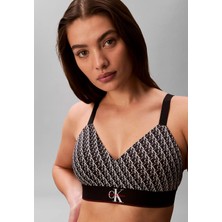Calvin Klein Kadın Pamuklu Elastik Logo Desenli Bel Bantlı Siyah Büstiyer LV00QF8877-2Y1