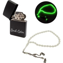 vegahediye v vega Kişiye Özel Zippo Tarzı Çakmak & Fosforlu Bukalemun Tesbih Hediye Seti (Model 1)
