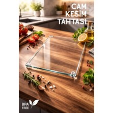 Nandy Home Şeffaf Cam Kesim Tahtası - 25X35CM - Dayanıklı ve Pratik Kesim Matı