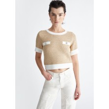 Liu Jo Kadın Marka Logolu Uzun Kollu Rahat Camel Bluz MA4130MA55N-C3389
