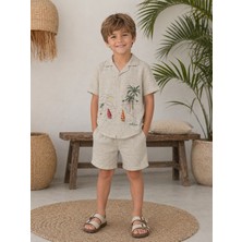 Miela Kids Palm Life Keten Gömlek ve Şort Takım