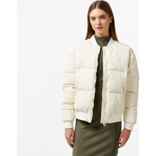 Lacoste Kadın Relaxed Fit Dik Yaka Krem Mont