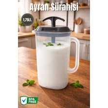 Nandy Home Antrasit Kapaklı Ölçekli Oval Ayran Sürahisi 1,75 Lt. - Karıştırıcılı - Ölçekli