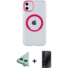 İlk El Grup Pilelistore™ iPhone 11 Kılıf Pusula Form - Siyah 3D Antistatik Hayalet Cam Ekran Koruyucu + Raze Metal Kamera Lens - Mı