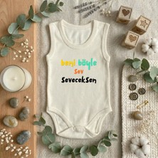 Baby Sena Babysena Beni Böyle Sev Seveceksen Baskılı Kolsuz Kız/erkek Bebek Body (0-3 Yaş)