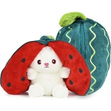 Fadem Store Peluş Çilek Tavşan, Fermuarlı Çantada Nakışlı 40 cm Eğlenceli Tasarım