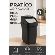 Nandy Home 5 Litre Pratico Çöp Kovası Pratik Itmeli Kapaklı Ofis ve Mutfak Çöp Kutusu
