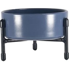 Fadem Store Ayarlanabilir Yükseklikte Seramik Mama-Su Kabı, 3 Ayaklı Metal Stand