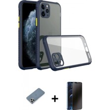 İlk El Grup Pilelistore™ iPhone 11 Pro Max Kılıf Nova Asil Özel Seri - Siyah 3D Antistatik Hayalet Cam Ekran Koruyucu + Metal Kamera Lens Koruma Cam - Gs