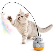 Fadem Store 360° Dönen Hareketli Kedi Oltası, Tüylü Peluş Uçlu, Interaktif