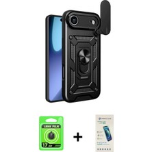 İlk El Grup Pilelistore™ iPhone 17 Air Kılıf Ahenk Klasik - Şeffaf Pasifik Cam Ekran Koruyucu + Raze Metal Kamera Lens - Sh