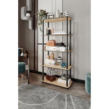 Mallbilia Masivo Kitaplık 5 Katlı 30X60 Dikdörtgen Çok Amaçlı Raf Safir Meşe