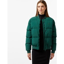 Lacoste Kadın Relaxed Fit Dik Yaka Koyu Yeşil Mont