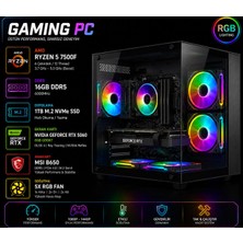Apphirex Blood X75 Ryzen 5 7500F 16GB Ddr5 Ram 1tb M2 SSD RTX5060 Masaüstü Oyun Bilgisayarı