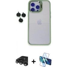 İlk El Grup Pilelistore™ iPhone 15 Pro Max Kılıf Yankı Asil Serisi - Siyah 3D Antistatik Seramik Nano Ekran Koruyucu + Raze Metal Kamera Lens - Tmgı