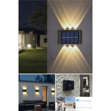 Forestia (4 Adet) Güneş Enerjili 6 Led'li Çift Yönlü Duvar Lambası - Solar Modern Duvar Apliği - Solar Lamba