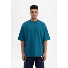 Machinist Erkek Basic Pamuklu Super Oversize Tişört Koyu Petrol