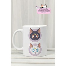 Kizaru Home Sailor Moon - Luna ve Artemis Karakterleri Anime Tasarım Baskılı Porselen Kupa Bardak