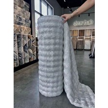 DMR Halıcılık Kırık Gri Yumuşak Bubble Tavşan Tüyü Kaymaz Özel Taban Peluş Halı Yolluk