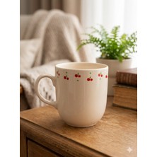 Palto Tasarım Minik Kirazlar Krem Juno Kupa -Hediyelik Kupa Fincan Mug
