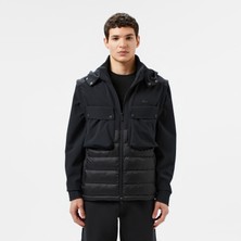 Lacoste Erkek Regular Fit Kapüşonlu Baskılı Siyah Mont