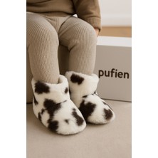 Pufien Çocuk ve Bebek Panduf, Kışlık Peluş Bot, Yumuşak, Sıcak Tutan, Kaymaz Tabanlı Ev Içi Patik, Ev Botu