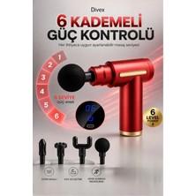 Divex Titreşimli Masaj Tabancası - Ağrı Giderici 6 Hız Kademeli 4 Başlıklı Şarjlı Masaj Aleti