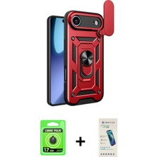 İlk El Grup Pilelistore™ iPhone 17 Air Kılıf Ahenk Klasik - Şeffaf Pasifik Cam Ekran Koruyucu + Raze Metal Kamera Lens - Sh
