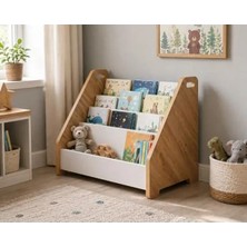 Fadem Store 3 Raflı Kapaklı Ahşap Kitaplık, Montessori Tarzı