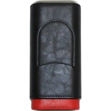 Cohiba Siyah Kırmızı Kesici Bölmeli Üçlü Deri Puro Kılıfı