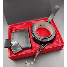 vegahediye v vega Özel Kutusunda Kişiye Özel Erkek Cüzdan & Zippo Çakmak& Kemer& Tesbih & Anahtarlık Hediye Seti  (Model 1)
