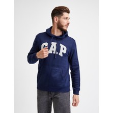 Gap Erkek Lacivert Logo Kapüşonlu Sweatshirt