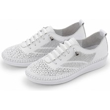 Patron Shoes Hakiki Deri Günlük Kadın Ayakkabı Ortopedik Taban Lazer Kesim Konforlu