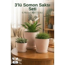 Nandy Home 3’lü Somon Saksı Seti 0,70 / 1,40 / 2,5 Lt Alt Tablalı Saksı