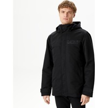 Lacoste Erkek Kapüşonlu Siyah Çıkarılabilir Yelek Detaylı Mont