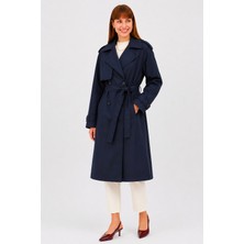 Ressho Kadın Kemerli Uzun Trençkot – Su Geçirmez, Astarlı, Oversize Model