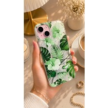 Edelfu iPhone 15 Plus / 14 Plus Uyumlu - Aurora Parlak Tüy Desenli Gümüş Koruyucu Silikon Telefon Kılıfı
