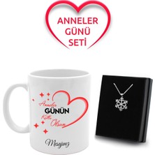 vegahediye v vega Anneler Gününe Özel Kişiye Özel Mesajlı Kupa & Gümüş Kaplama Kar Tanesi Kolye (Model 1)