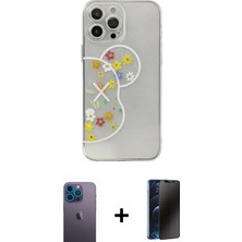 İlk El Grup Pilelistore™ iPhone 13 Pro Max Kılıf Eksen Asil Prime - Siyah 3D Antistatik Hayalet Cam Ekran Koruyucu + Neon Fosforlu Kamera Lens - Mı