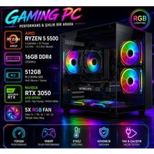 Apphirex Blood X05 Ryzen 5 5500 16GB Ram 512GB M2 SSD RTX3050 Masaüstü Oyun Bilgisayarı