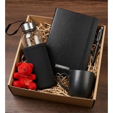 vegahediye v vega Kişiye Özel Defter & Touchpen Kalem & Kılıflı Cam Matara & Kupa Bardak & Ayıcık Anahtarlık Hediye Seti