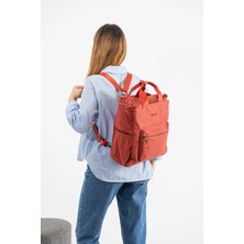 571 Collections Çanta Ultra Hafif Çok Cepli, Çok Bölmeli Sırt ve El Çantası Kiremit (MODEL:571-9S)