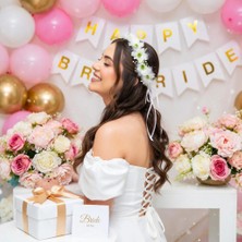 Dodomar Çiçekli Kurdeleli Bride Taçı Bekarlığa Veda Parti Aksesuarı Çember Taç