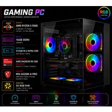 Apphirex Blood X85 Ryzen 5 5500 16GB Ram 512GB M2 SSD RX580 8gb Masaüstü Oyun Bilgisayarı