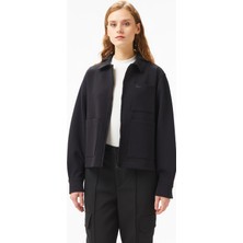 Lacoste Kadın Relaxed Fit Kapüşonlu Siyah Ceket