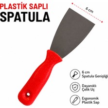 Badem10 Plastik Saplı Spatula 6 cm Paslanmaz Çelik Kazıma Macun Çekme Spatulası Boya Alçı Tamir El Aleti