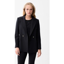 Love My Body Kruvaze Gabardin Ceket Siyah 119L8702005