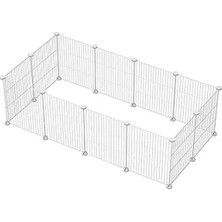 Fadem Store 12 Panel Beyaz Metal Kedi Köpek Kuş Evi Oyun Parkı