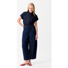 Love My Body Beli Lastikli Bol Denim Pantolon Lacivert 153LO032000