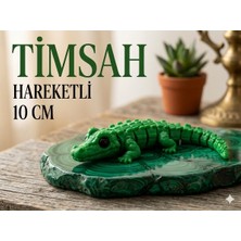katre flowers Hareketli Timsah Figürü Oyuncak 10 cm - 2 Adet Set Yeşil Stres Oyuncağı